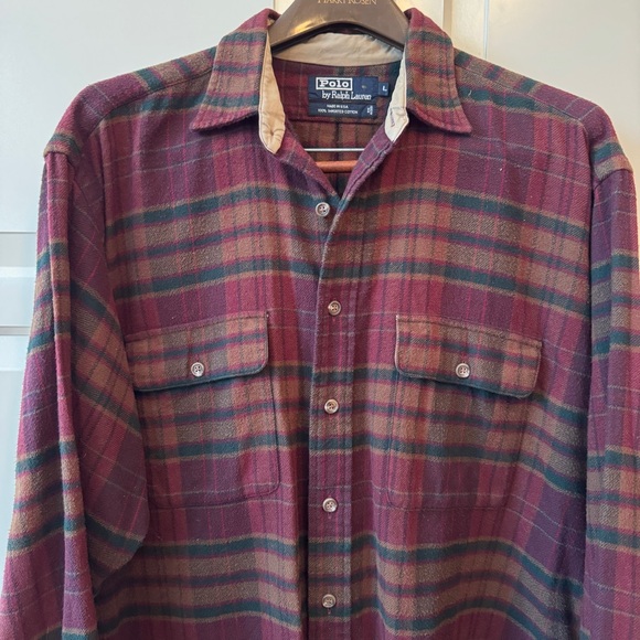Vintage Y2K Ralph Lauren Heavyweight Flannel Shirt Jacket - size L - Picture 4 of 14
